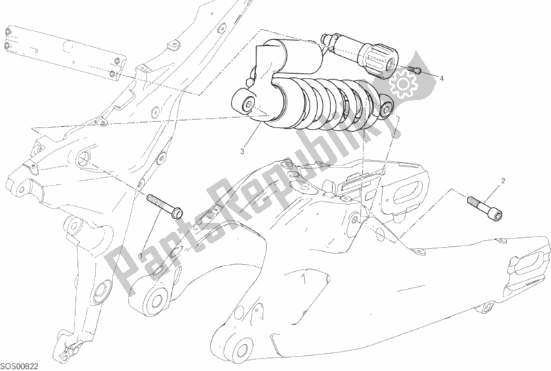 Alle onderdelen voor de Schokdemper Achter van de Ducati Multistrada 950 USA 2019